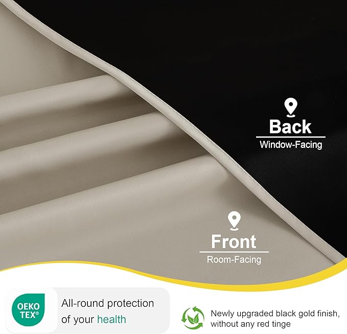 NICETOWN 100% Blackout Curtains for Bedroom, Thermal Insulated Window Curtains 63 Inch Length 2 Panels Set, Grommet Top Short Drapes for Living Room, 52" W x 63" L, Natural