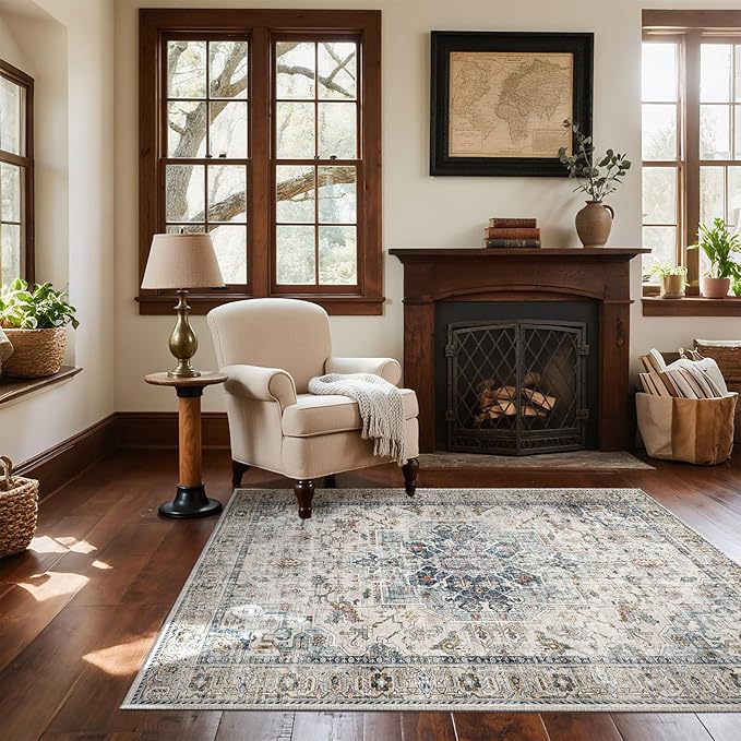 Machine Washable Throw Rugs for Entryway: Door Mat Indoor Entrance 3x5 Small Rug Stain Resistant Non-Slip Low Pile Soft Carpet for Kitchen Front Door Indoor Entry Bathroom Bedroom