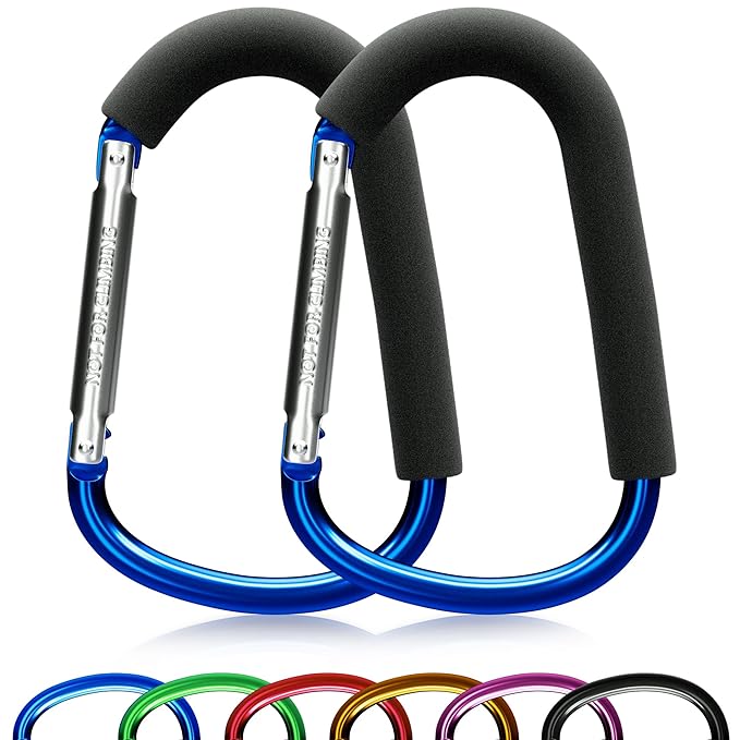 sprookber 6.7 Inch Large Stroller Hooks for Diaper Bags & Purses, Heavy Duty Mommy Hooks for Shopping, Grocery, Backpack – Baby Stroller Accessories, Set of 2 (Bule)