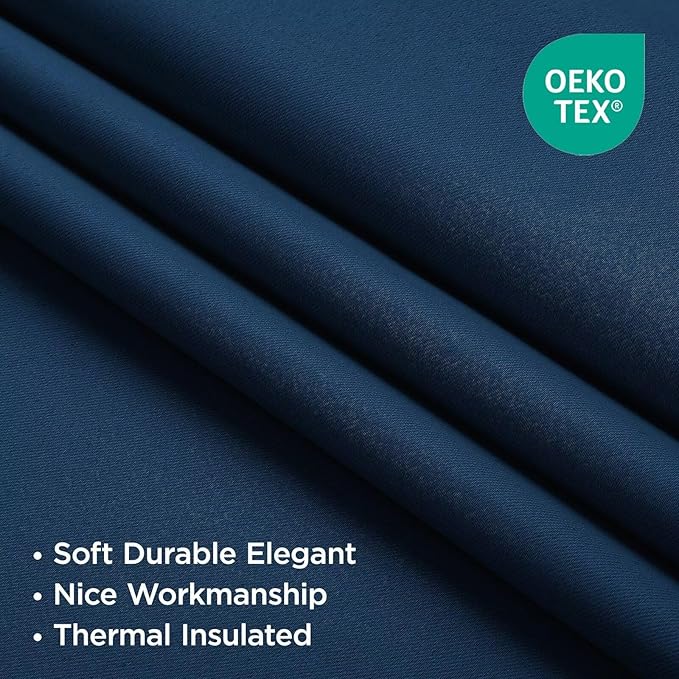 Joydeco Blackout Curtains 84 Inch Length 2 Panels Set, Black Out Curtains for Bedroom, Room Darkening Drapes for Living Room Window (W37 x L84 Inch, Navy Blue)