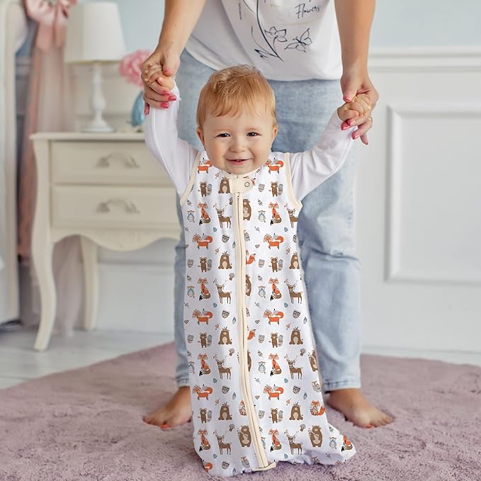 Mama Cheetah Baby Sleep Sack 0.5 TOG, Organic Cotton Baby Wearable Blanket with Two-Way Zipper, Swaddle Transition Baby Sleeping Bag for Newborn Infant Toddler Boy Girl, 0-6 Months