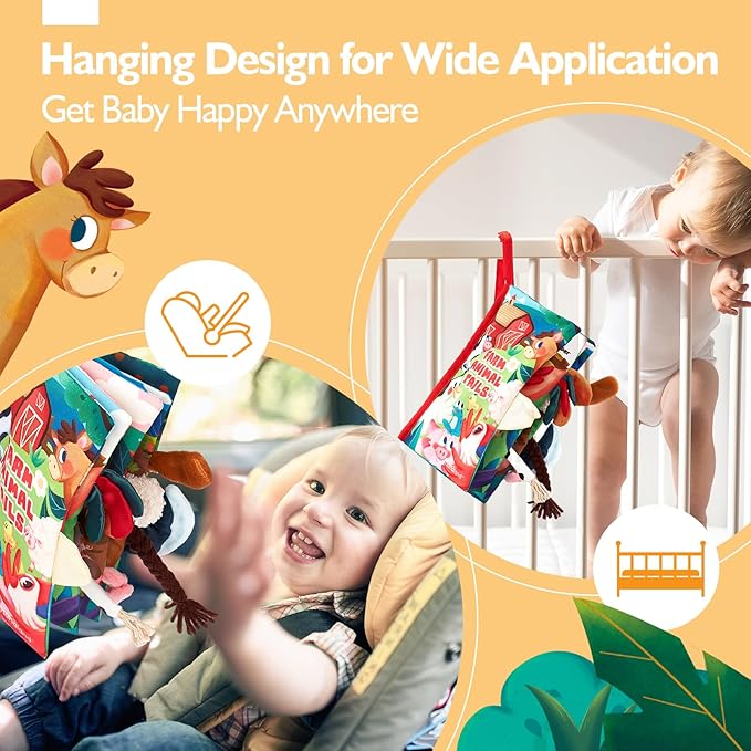 hahaland Baby Books 0-6 Months,Infant Tummy Time Toy High Contrast Sensory Toys 6 to 12 Months Touch Feel Book Baby Gifts for Boy Girl 0-3 Month Book Early Learning Toy (Single Book)