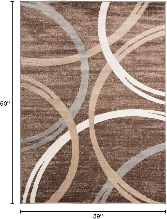 Rugshop Modern Wavy Circles Design Area Rug 3'3" x 5' Brown
