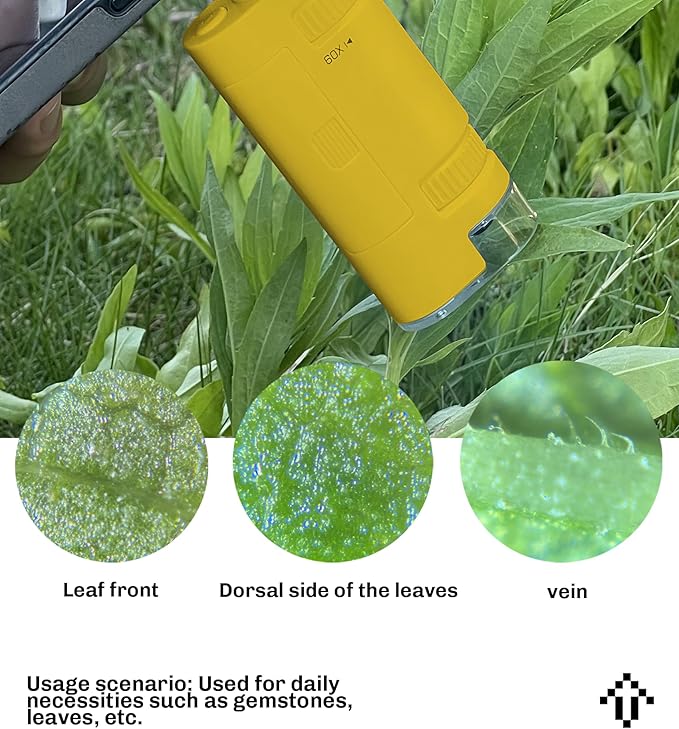 EasyMicro LED Lighted Pocket Microscope 60-120X Magnification Yellow Color