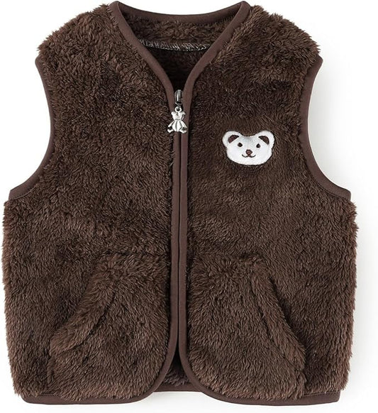 Baby Boys Girls Fleece Vest Zip Up Cute Bear Jackets Fuzzy Fall Winter Warm Clothes Newborn Outwear for Toddler Infant