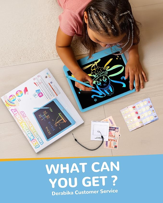 KOKODI LCD Writing Tablet, 12 Inch Colorful Toddler Doodle Board Drawing Tablet, Erasable Reusable Electronic Drawing Pads, Educational and Learning Toy for 3-6 Years Old Boy and Girls(Blue)