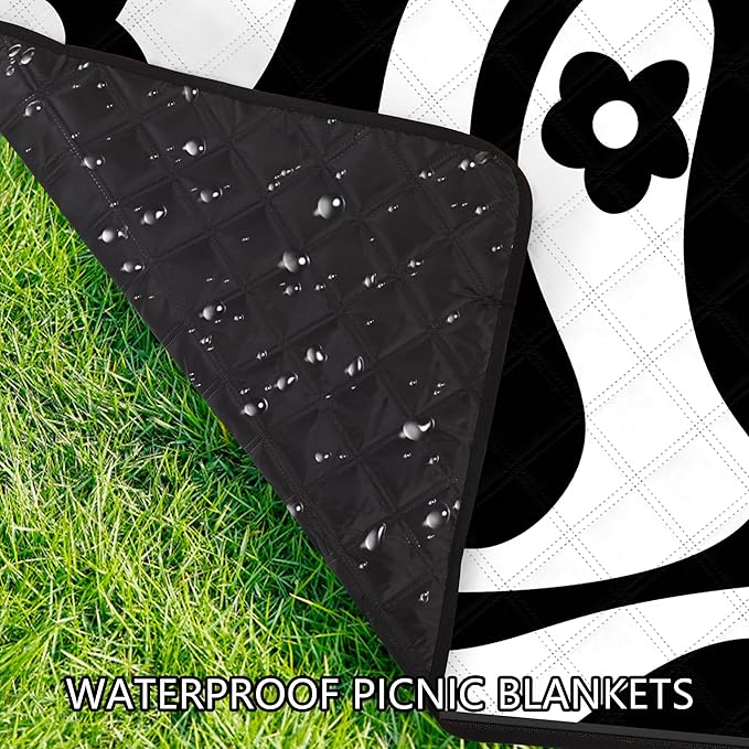 Picnic Blankets Waterproof Foldable, Extra Large 79"x79" Beach Blanket Waterproof Sandproof, 3-Layer Polyester Portable Outdoor Picnic Mat Essentials for Park, Camping Travel, Grass Lawn-Spiral Design