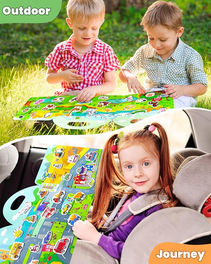 Reusable Sticker Book for Toddlers 2-4 Years, Stickers for Kids, Toddler Sticker Book Ages 1-3, Toddler Craft Activities, Toddlers Travel Toys Ages 2+ Boy Girl Birthday Gifts