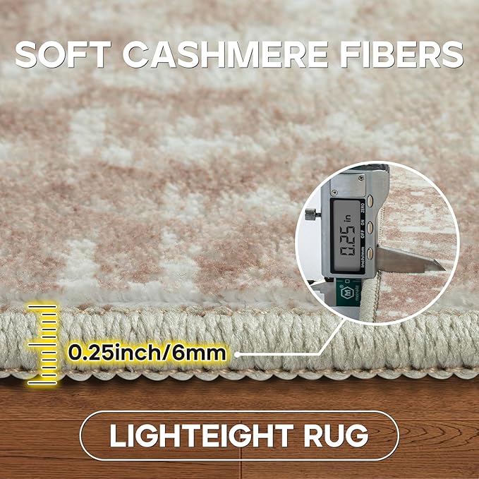 6x9 Area Rugs for Living Room Rug Washable: Modern Rug for Dining Room Bedroom Carpet Non Slip Low Pile 6 by 9 Indoor Abstract Nursery Home Office Beige