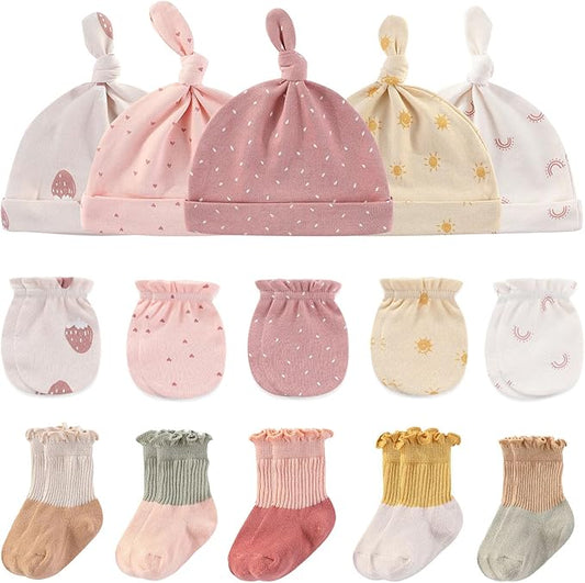 Baby Hats Mittens and Socks Set Cotton Newborn Hat Beanie Soft Infant Girls Boys Caps Gloves 0-6 month