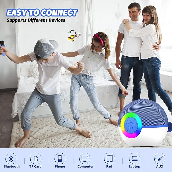 Mgaolo Mini Karaoke Machine for Kids Adults,Portable Bluetooth Speaker with 2 Wireless Microphones,Gift Toys with MP3 Player for Boys Girls 3-12 Year Old Birthday Family Home Party Present (Blue)