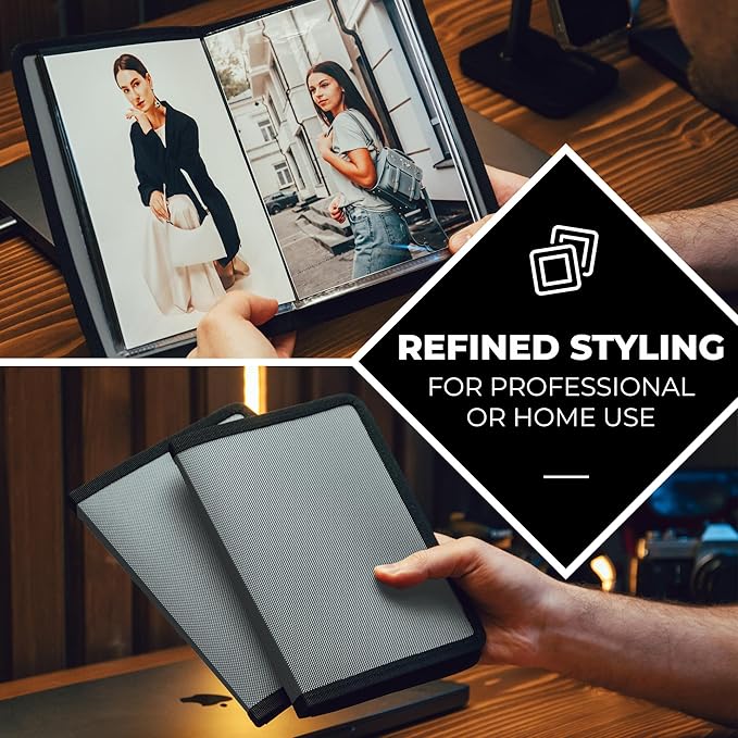 Dunwell Small Photo Album 4x6 with Black Mounting Paper (2-Pack, Silver), 4 x 6 Photo & Art Portfolio Presentation Book, Each Shows 48 Pages, Professional Mini Picture Book for Artwork, Postcards