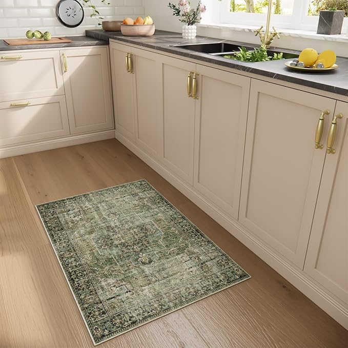 Machine Washable Throw Rugs for Entryway: Door Mat Indoor Entrance 2x3 Small Rug Stain Resistant Non-Slip Low Pile Soft Carpet for Kitchen Front Door Indoor Entrance Entry Bedroom