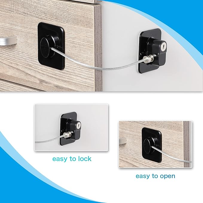 8 Pieces Refrigerator Locks for Children Adults with 10 Keys, Fridge Lock, Freezer Door Safety Cabinet Lock and Child Safety Cabinet Locks with Strong Adhesive (Black)