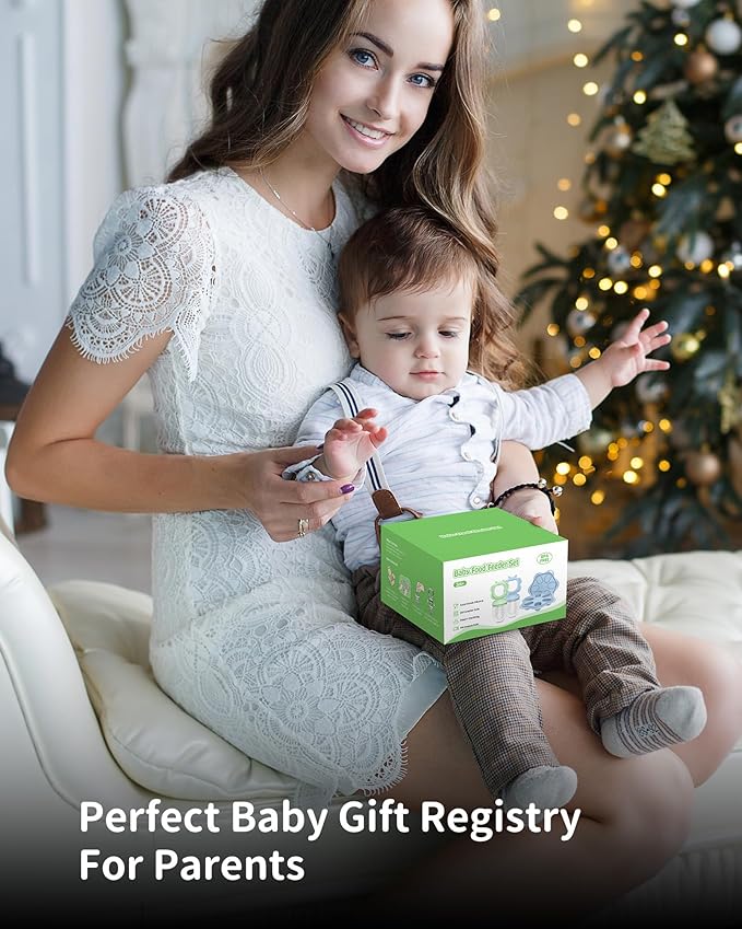 Silicone Baby Fruit Food Feeder (2 Pack) with Freezer Nibble Tray, Breastmilk Popsicle Molds for Baby Teething Relief, Silicone Feeder for Safe Infant Self Feeding, BPA Free, Dishwasher Safe, 3 Month+