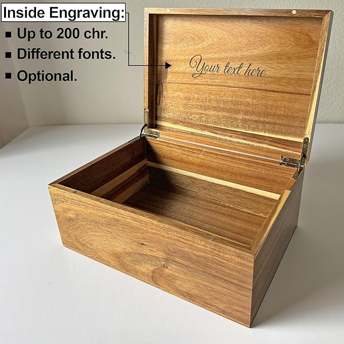Travel Keepsake Box - Our Adventure Memory Box, Personalized Travel Couple Gift, Bamboo Wood Chest Trunk for Couples, Keepsake Storage for Tickets, Custom Valentine's Gifts, 11 x 8 x 4.75 in