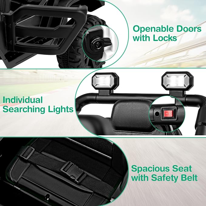 Costzon 12V Kids Ride on Truck Car, Electric Vehicle w/Remote Control, Threaded Wheels, 3 Speeds, LED Lights, Music, Horn & Wireless Connection, Battery Powered Ride on Toy for Boys & Girls 3+ (Black)