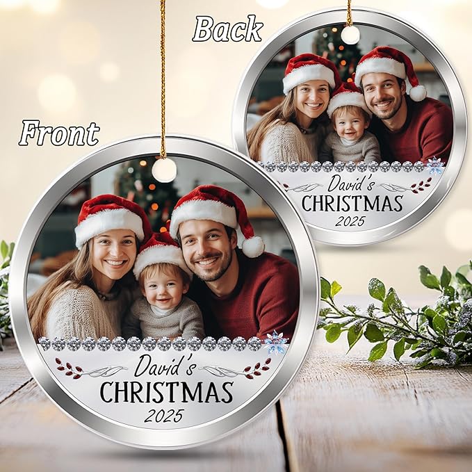 Personalized Baby’s First Christmas Photo Christmas Ornament 2025 - My First Holiday Keepsake - Custom Newborn Ornament - Sweet Gift for New Parents Mom Dad - Baby Holiday Memory Decoration