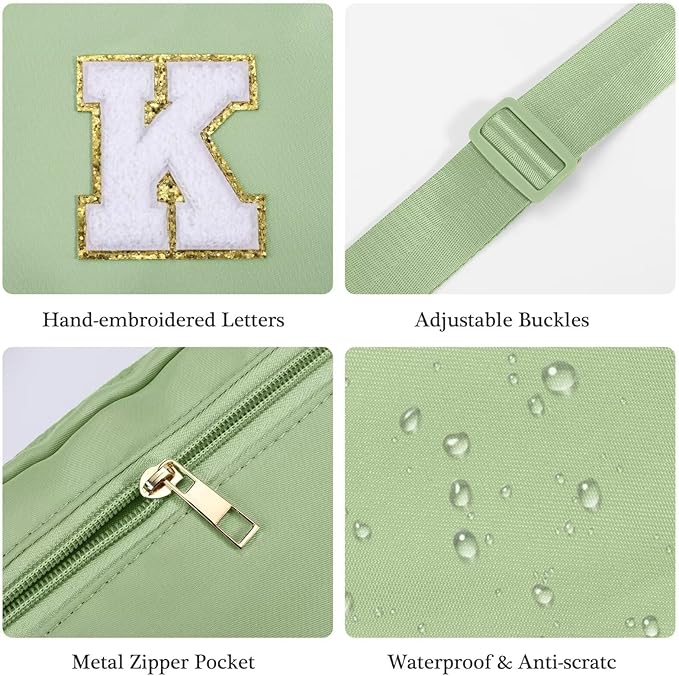 YOOLIFE Belt Bag - Women's Crossbody Fanny Pack in Green with Monogram