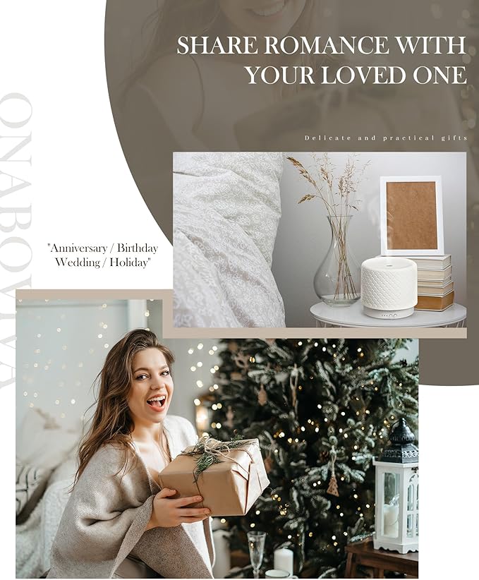 Ceramic Essential Oil Diffuser 280ml- Aromatherapy Diffuser with Ultrasonic Cool Mist Humidifier, Night Light, Timer, Auto Shut-Off, Large Room Aroma Diffuser for Home, Bedroom, Office, Yoga