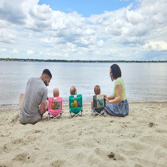 Bright Starts Pop 'N Sit Portable Booster, Indoor/Outdoor Use, Floor Seat with Feeding Tray, Teal, 6 Mos - 3 Yrs