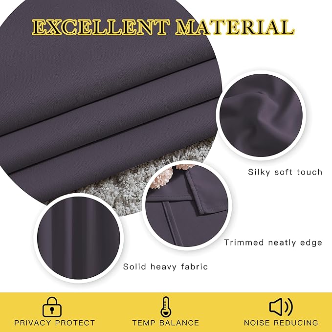 NICETOWN Room Darkening Curtain Panels - Window Treatment Thermal Insulated Grommet Light Blocking Curtains Drapes for Bedroom/Home Office (2 Panels, 34 by 50, Greyish Purple)