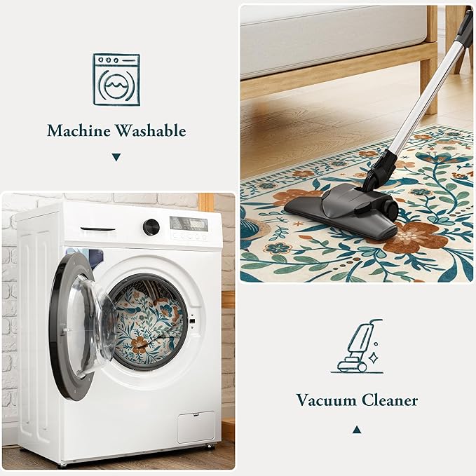 Moynesa Boho Bird Area Rugs 8x10 Rugs for Living Room, Low-Pile Soft Jungle Floral Bedroom Rug Washable Rugs 8x10, Beige Rug Indoor Floor Carpet for Nursery Playroom Dining Room