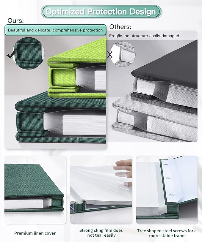 Popotop Photo Album Self Adhesive Scrapbook Album for 4x6 5x7 8x10 Pictures DIY Photo Book as Scrapbooking Supplies Kits, Birthday Gifts for Women Mom Wedding Baby Family Travel