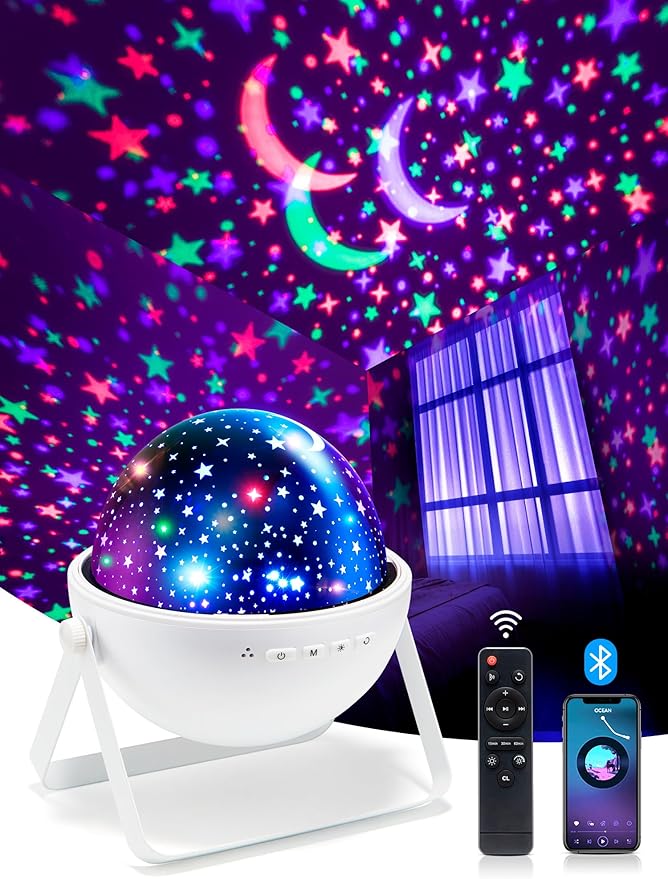 Star Projector for Kids Room, 15 Colors+Bluetooth Music Star Night Light Projector for Bedroom,360°Rotating+AUTO Timer Kids Night Light, Remote Star Projector Lights for Bedroom,Boy Girls Baby Gifts