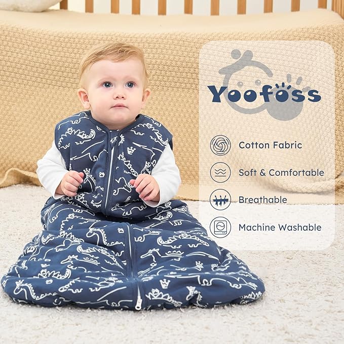 Yoofoss Baby Sleep Sack 18-24 Months, TOG 2.5 Baby Wearable Blanket with 2-Way Zipper, 100% Organic Cotton Fabric Winter Newborn Sleeping Sack, Warm Soft Comfy