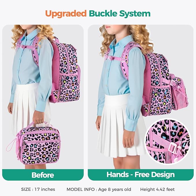 Choco Mocha Strawberry Backpack for Girls, Elementary School Backpack for Girls Ages 6-8 Kids Kindergarten Backpack Bookbag 17 Inch with Chest Strap, Red