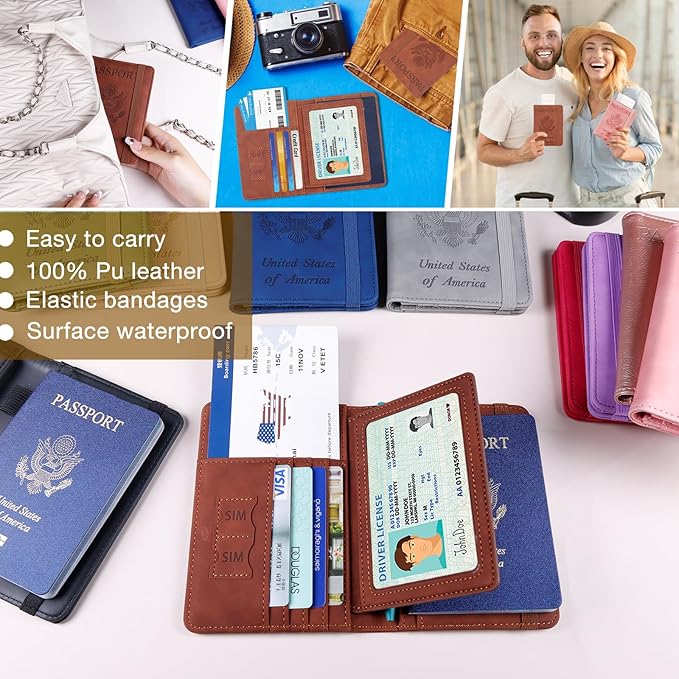 Melsbrinna Rfid Passport Holder for Travel women/Men, Cute Passport Wallet Rfid Blocking Card Slots, Rfid Passport Cover/CaseTravel Wallet, Passport Book Holder (1, Brown1)