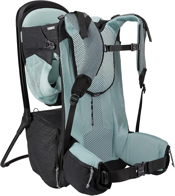 Thule Sapling Child Carrier Backpack - Machine Washable Seat - Self-Standing Frame - Adjustable padded straps for parents - Ergonomic seat with under-leg support for child - UPF 50 Sunshade