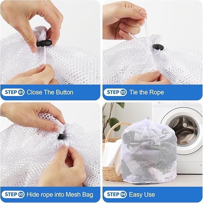 3Pcs Mesh Laundry Bags Washing Machine Mesh Wash Bags Jumbo for Delicates Clothes,Bed Linen,Toys with Drawstring Closure Sturdy(3 XXLarge 28 x 26 Inches)