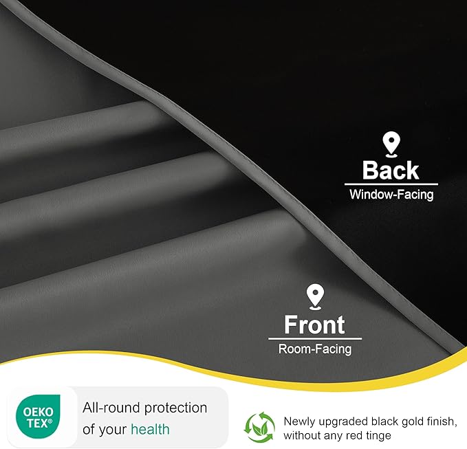 NICETOWN 100% Blackout Curtains for Bedroom 63 Inches Long, Grommet Top Living Room Drapes, Thermal Insulated Blackout Short Curtains 2 Panels Set, 42" W x 63" L, Grey