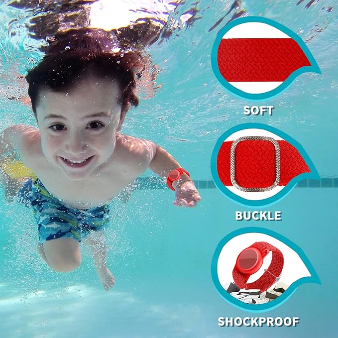 Kids Bracelet Compatible with AirTag, GPS Kid Tracker Holder Braided Wristband for Apple Air Tag, 2022 Upgraded Nylon Adjustable Anti Lost Airtag Watch Band for Kids Children Elders (red)