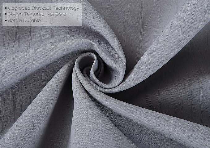 MIUCO Room Darkening Textured Grommet Thermal Insulated Blackout Curtains for Doors Set of 2 52x95 Inch Long Silver