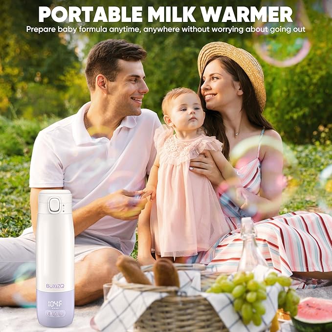 Portable Bottle Warmer for Travel,Portable Milk Warmer for Baby-12oz Ceramic Heater Heating,Fast Charging & Cordless Portable Baby Bottle Warmer -Dual Heating Modes for Breast Milk & Water,Purple
