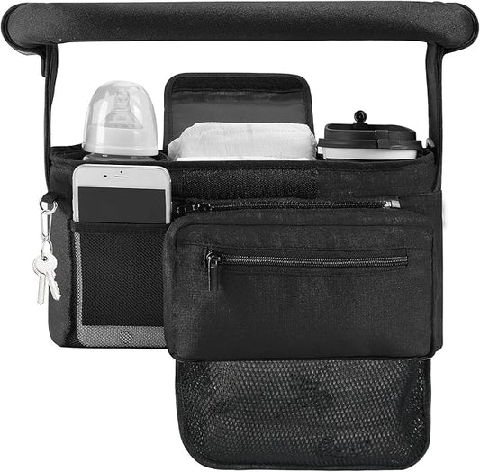 Momcozy Universal Stroller Organizer with Insulated Cup Holder Detachable Phone Bag & Shoulder Strap, Fits for Stroller like Uppababy, Baby Jogger, Britax, BOB, Umbrella and Pet Stroller