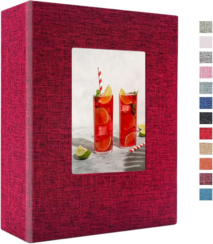 Vienrose Photo Album 4x6 100 Pages Photos Linen Cover Picture Book with Front Window for Baby Wedding Children