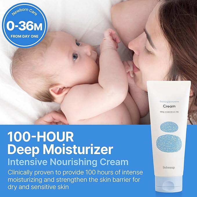 BEBESUP- 베베숲 100-Hour Moisture Barrier Baby Cream | Korean Skincare for Sensitive & Atopic Skin Ceramide Capsule Organic Rice-Infused Hypoallergenic Dermatologist Approved 6.76 fl oz
