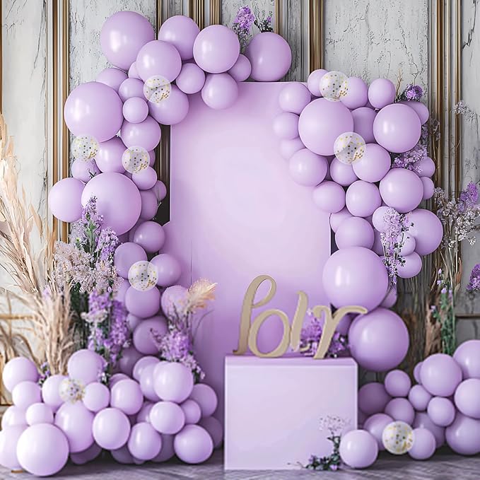 JOYIN 150 Pcs Pastel Purple Balloons, Different Sizes 18 12 10 5 Inch Pastel Purple Latex Balloon Arch Kit with Instruction for Birthday Party Graduation Wedding Holiday Decoration