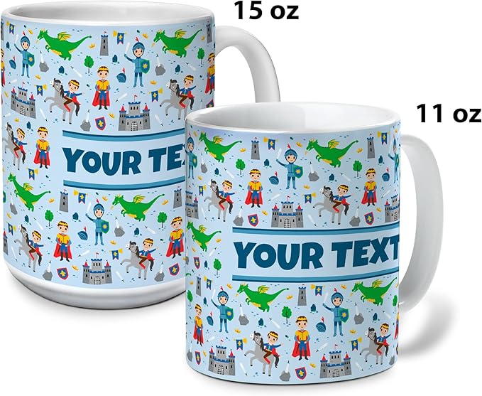 Personalized Mug for Kids - Princes - Custom Name/Text, Ceramic Hot Chocolate/Cocoa/Coffee Cup for Boys, Birthday/Christmas/Holiday Gift - 11 oz, Black Handle