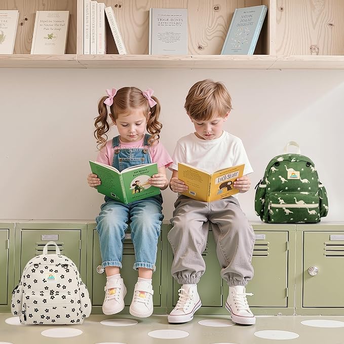 STEAMEDBUN Corduroy Toddler Backpack for Girls 2-4: Kids backpack for Boys Girls - 12 inch Preschool Kindergarten Backpacks - Flower