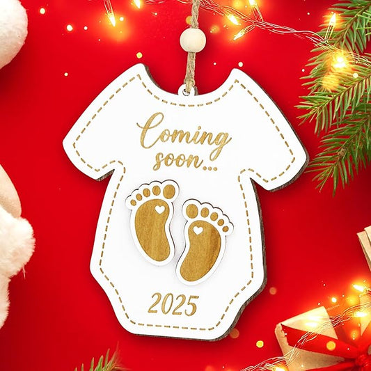 Christmas Pregnancy Announcement Ornament - New Baby Coming Soon 2025 Ornaments, Pregnant Christmas Ornament 2024 for Husband Mom, Expecting Parents to Be Gifts Baby Announcement Ideas