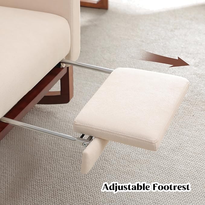 Rocking Chair Nursery, Nursery Rocking Chairs with Foot Rest, Comfy Fabric Glider Rocker Nursing Chair with High Back for Nursing, Living Room, Bedroom, Beige