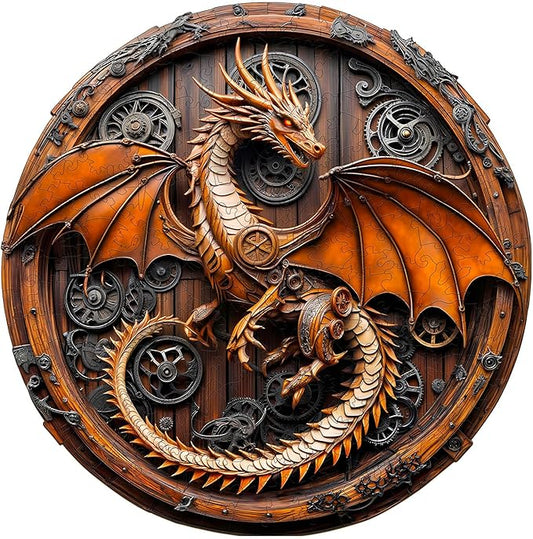 Wooden Puzzles for Adults, Mechanical Dragon Wooden Jigsaw Puzzle for Adults, Wood Puzzles Adult, Unique Animal Shape, Gifts for Friends and Family, Wall Art Canvas Puzzle (XL -17.3*17.2in -550 pcs)