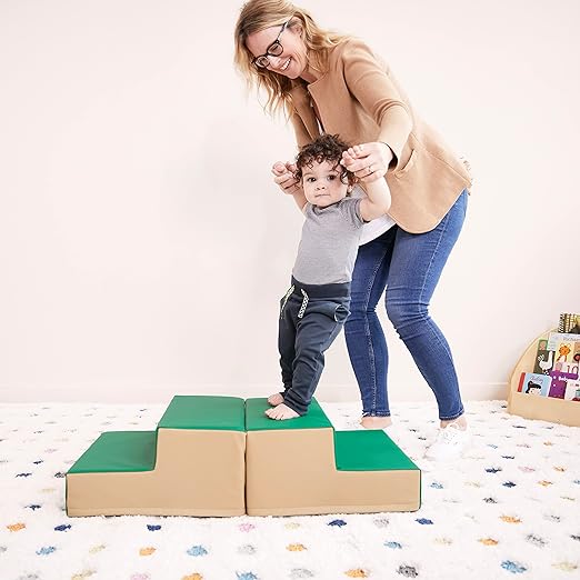 ECR4Kids SoftZone Junior Mix n' Match Step, Beginner Playset, Green, 2-Pack
