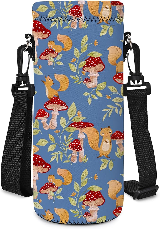 Neoprene Water Bottle Carrier Bag with Adjustable Shoulder Strap for Men Women Walking Hiking,Portable Insulated Holder Case for Stainless Steel/Glass/Plastic Bottles