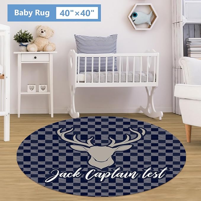 Personalized Baby Bedding Set, 5 Pcs Custom Name Crib Bedding Set, Double Layer Blue Nursery Bedding Set for Baby Boys, Woodland Deer Baby Crib Set, Gifts for Toddlers Infants New Parents